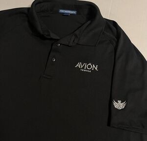 Avion Tequila Logo Black Polo Shirt LARGE Agave Mexico Anejo Reserve Promo Bar